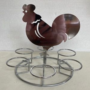 Italian Modern, Stainless Steel, Rooster Egg Caddy: Never Used